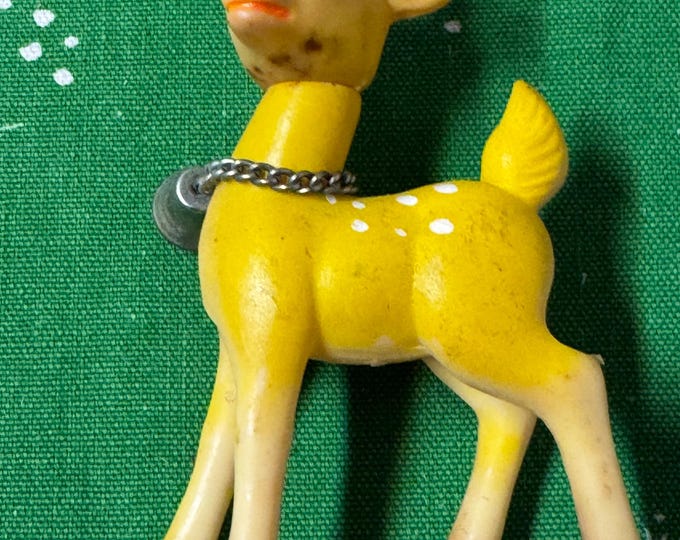 Vintage Yellow Plastic Reindeer: 1950,
