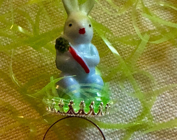 Handcrafted Vintage Blue Bunny Ring: Handmade Jewelry