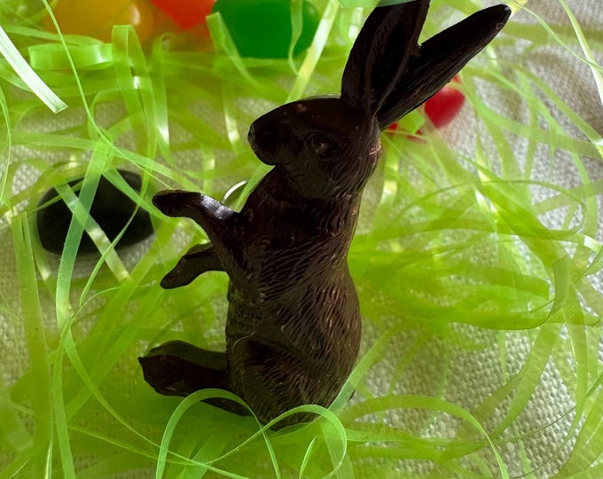 Handcrafted Vintage Standing Chocolate Rabbit Ring: Handmade Jewelry