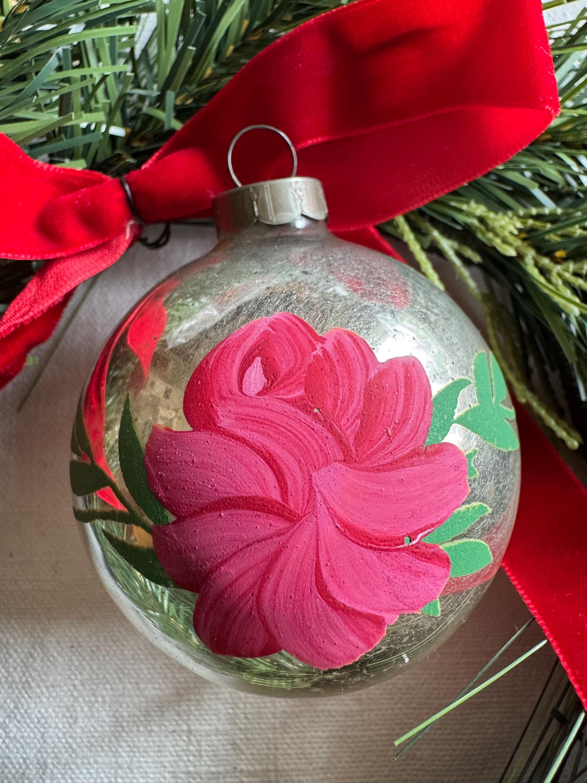 Vintage Heim Handpainted Flower Ornament, 3 inches, 1940-1950
