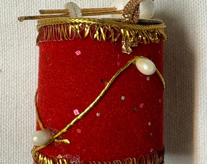 Vintage Cardboard Decorated Red and White Drum: Japan