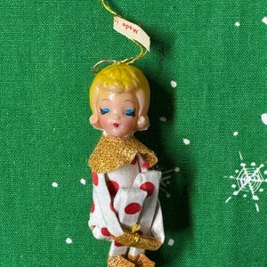 Vintage rot gepunktete Pixie Elfe Hugger: Blondes Haar, 10cm, Japan