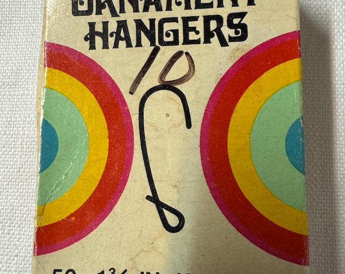 Vintage National Tinsel Christmas Tree Ornament Hooks Box: Wisconsin, Taiwan, 1950