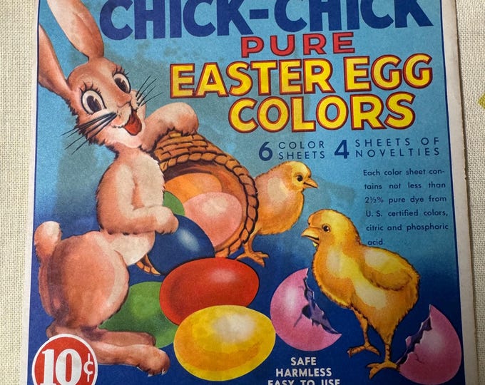 Vintage Unused Chick-Chick Egg Color Dye Envelope: USA, 1950