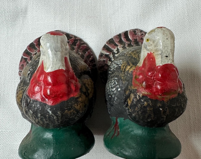 Two Vintage Plaster Turkeys: 3 3/4 inches, Japan, 1950
