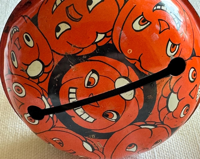 Vintage Halloween T. Cohn Tin Rattler: Jack O' Lantern Rattler Noisemaker-1940s