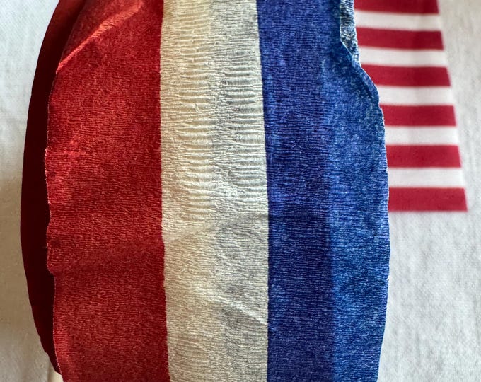 Vintage Patriotic Red, White, Blue Crepe Paper Roll, Used