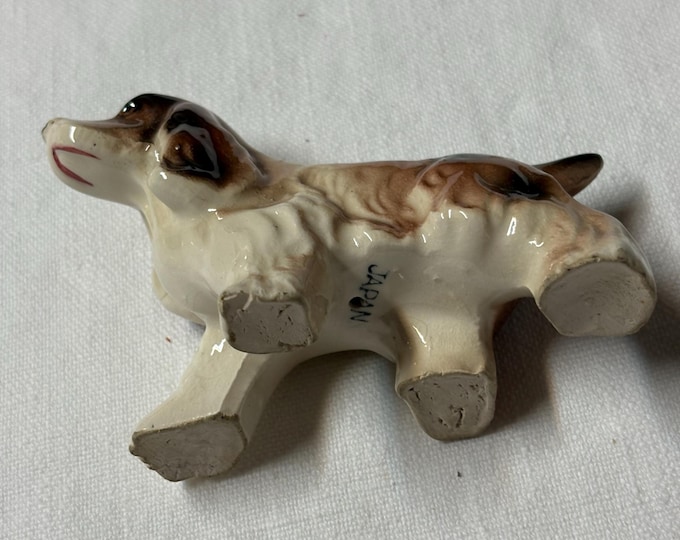 Vintage Small Ceramic Spaniel Dog: 1950s, Japan, 4 x 3”