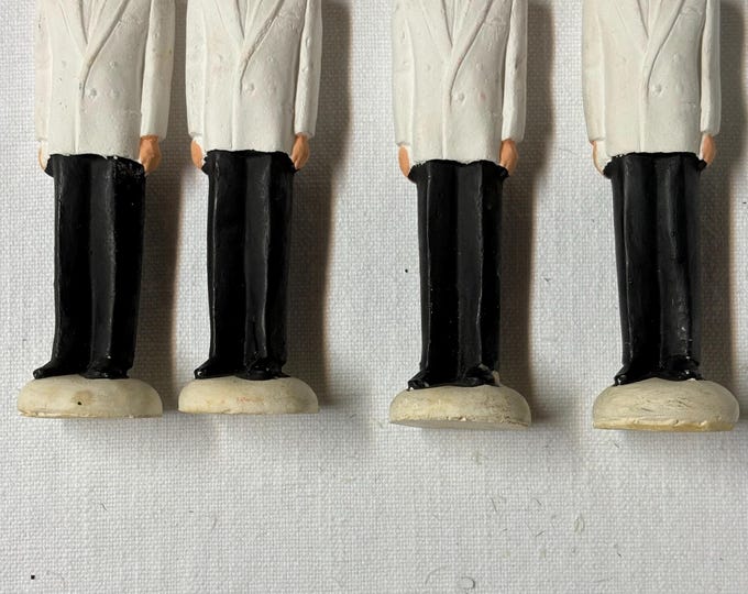 Vintage Set of 4 Chalkware Groomsmen Wedding Cake Toppers: 1950