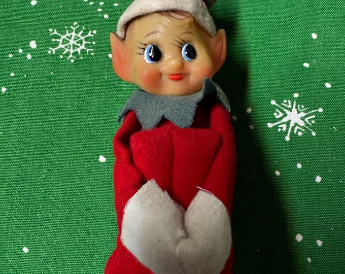 Vintage Red Christmas Knee Hugger Pixie Elf, 5"