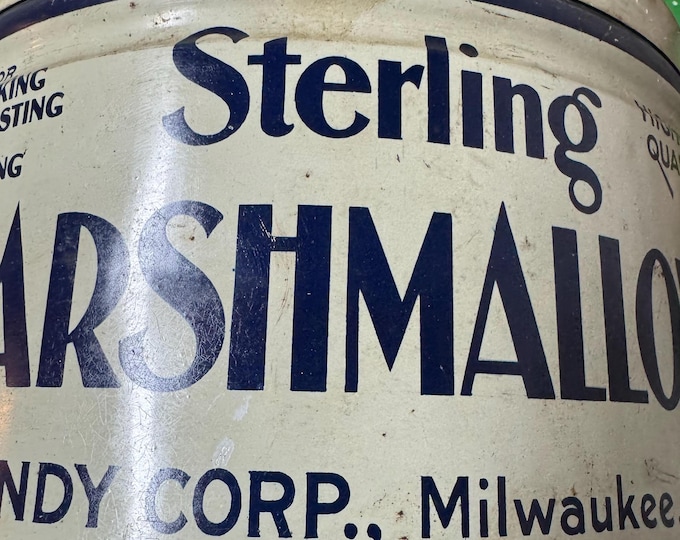 Vintage Sterling Marshmallows Tin: Redel's Candy Corp, Milwaukee, 1920s