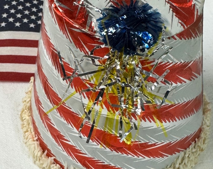 Vintage Patriotic Cardboard Decorated Party Hat, Japan, 1950
