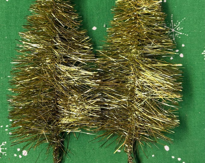 Vintage 2 Gold Christmas Tinsel Picks: West Germany,     8 1/2”