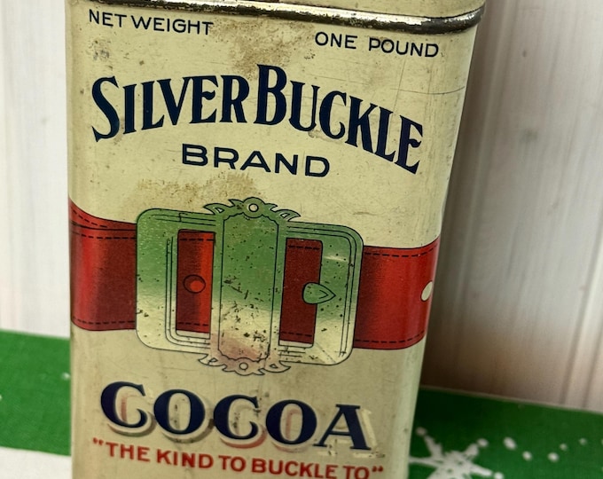 Vintage Silver Buckle Cocoa Tin: One Pound size, E. R. Godfrey Milwaukee, Wisconsin, 1940