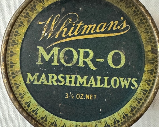 Vintage Whitmans MOR-O Marshmallow Tin- Made in Philadelphia-Empty- Used-1930s