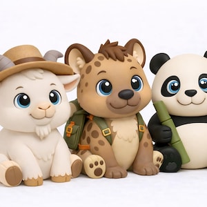 Pacote de Animais Fofos e Gordinhos em STL – 3 Figuras Imprimíveis em 3D (Cabra, Hiena, Panda) – Compatível com FDM e Bambu Lab – Artesanato Infantil – Conjunto para Pintura
