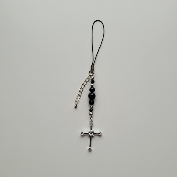 Small Gothic Cross Mobile Cell Phone Charm Accessory Strap Cross Goth Dracula Vampire