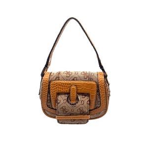 2000s GUESS MICRO BAG / Y2k Monogram Guess mini handbag Beige brown purse