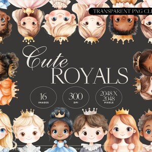 Luxe Cute Royal's Prince & Princesses Clip Art Set | PNGs transparentes | Uso comercial/pessoal