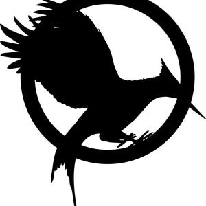 May include: Black silhouette of a bird in flight within a circle. The bird has outstretched wings and a long tail. The design is a simple, bold graphic, suitable for various applications.