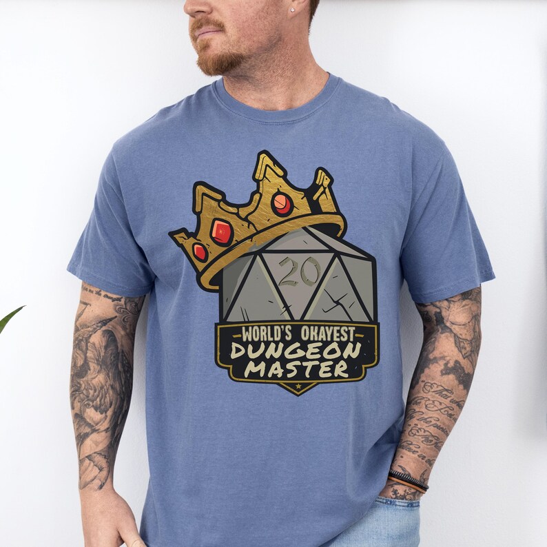 Worlds Okayest Dungeon Master Shirt, Funny DND DM Tee, Tabletop RPG ...