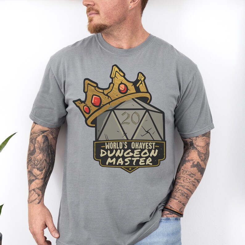 Worlds Okayest Dungeon Master Shirt, Funny DND DM Tee, Tabletop RPG ...