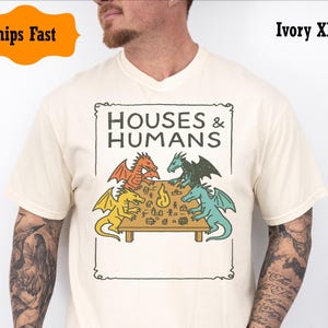 Funny DnD Shirt Houses and Humans Tee for Gamers  Dungeons and Dragons Gift  RPG Tabletop Nerd Tee  DM Retro 90s Dragon Shirt