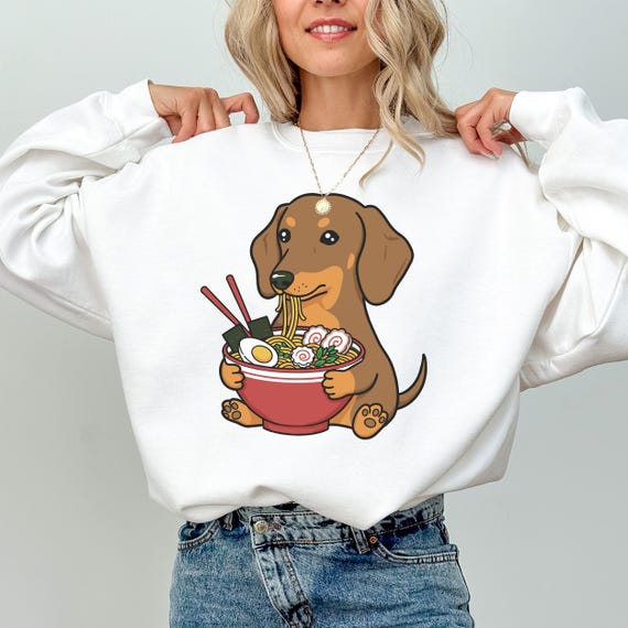 Moletom com capuz para cachorro Dachshund Ramen, divertido, com