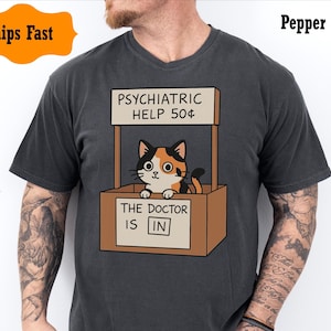 Shirt kattentherapeut grappig T-shirt voor geestelijke gezondheid Comfort kleuren psychotherapeut cadeau therapie adviseur kattenliefhebber shirt