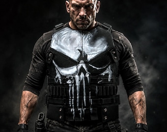 Punisher Vest Hand Painted Cordura Tactical Vest, The Punisher Inspired SpiderMan Brand New Day Cosplay Costume