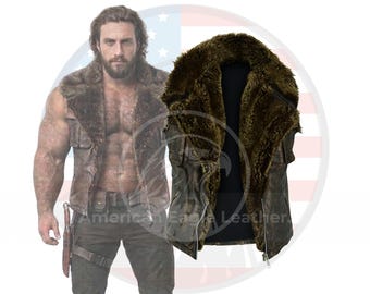 Kraven the Hunter Inspired Fur Leather Vest – Spiderman Style Rabbit Fur Motorcycle Cosplay, Custom Halloween Outfit