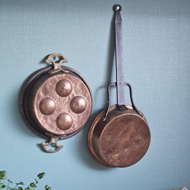Picture Idea: Vintage Copper Pan With Wrought Iron Handle