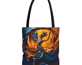 Dancer Tote Bag, African Artistic Design, Ethnic Dance Shoulder Bag, Cultural Print Handbag, Dance Lover Gift, Black History Month Purse