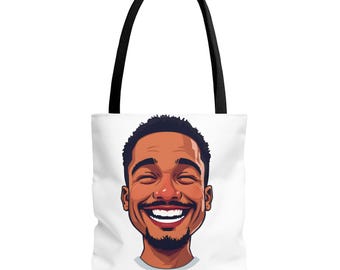 He Smiles (White Bag) Tote Bag (AOP)