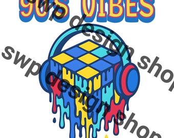 90’s Vibes Melting Cube Headphones PNG | Retro Music Graphic | Y2K Vaporwave Clipart | Sublimation Digital Download