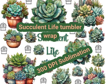Succulent life tumbler wrap, 20 oz tumbler wrap, gardening design + free designs