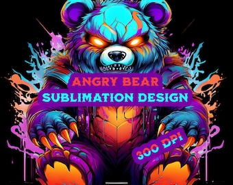Angry teddy bear sublimation design, Anime bear, Demon bear, sublimation project png + free designs