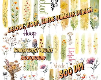 Afrikaans blomme tumbler design Geloof, Hoop, Liefde.. sublimation designs