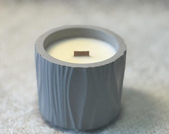 Handmade Soy Candle in Cement Jar: Wood Wick, Natural Scents