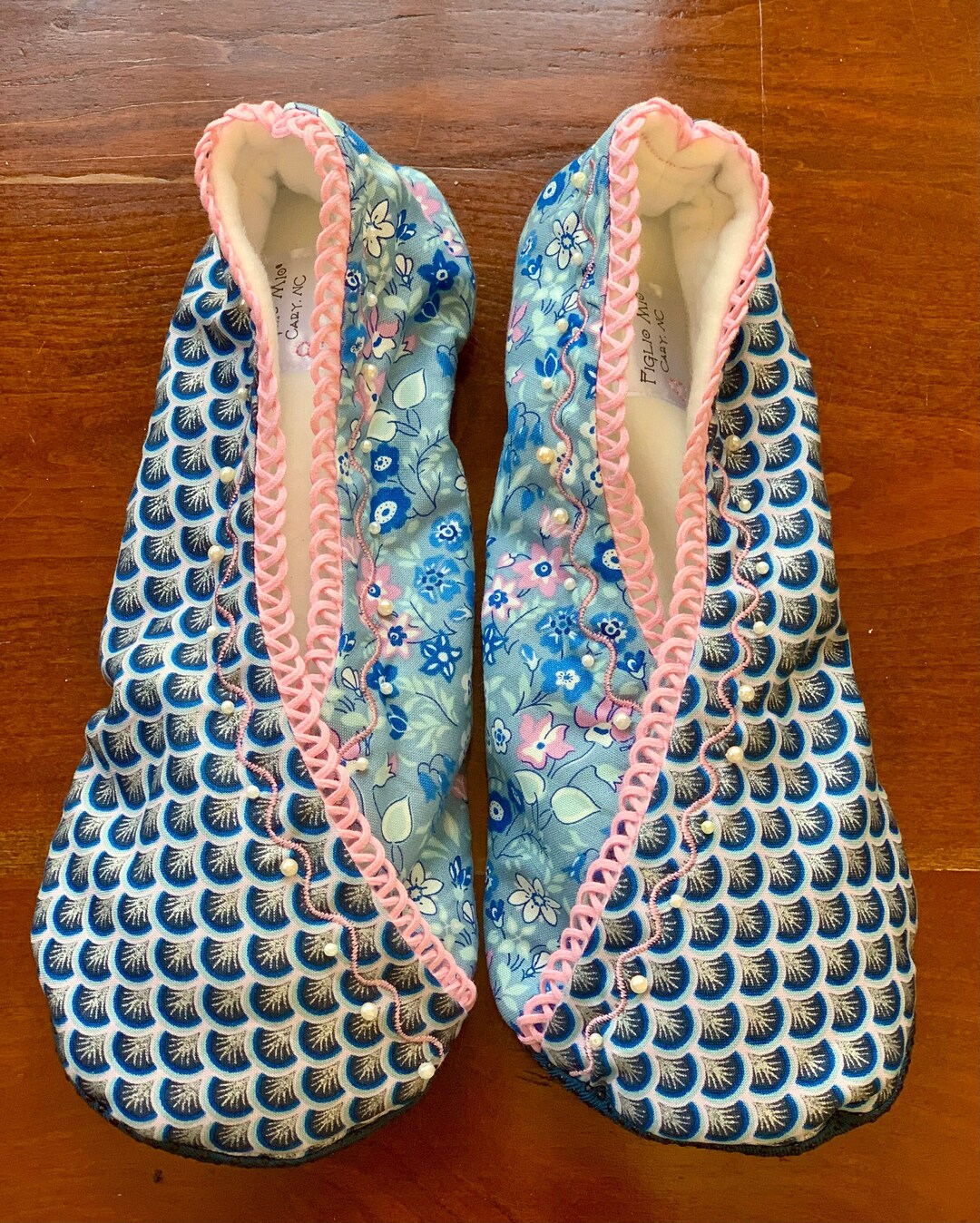 Liberty of London Fabric Beaded Slippers #8 Sz