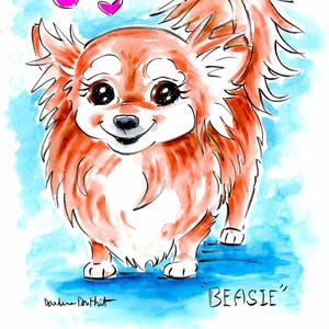 Custom Water Color and Ink Whimsical Caricature Humorous Pet Portrait Custom Hand Painted Plus Free 200 dpi jpg