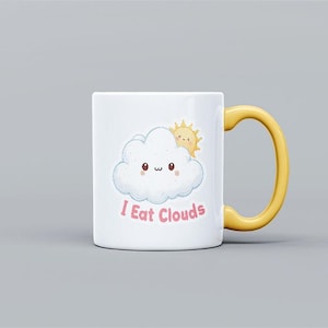 Bonita taza de nubes y sol "Me como nubes": el regalo perfecto para café y té.