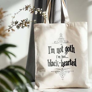 Gothic Canvas Tote Bag - &#39;Black-Hearted&#39; Modern Gothic Carryall for Daily Use