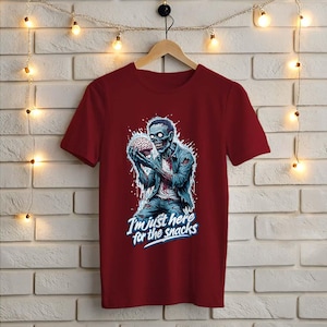 Funny Zombie Snack Lover T-Shirt - Quirky Horror Graphic Tee - Perfect Gift for Zombie Fans