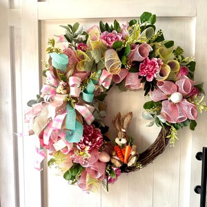 Large Easter Grapevine Wreath with Bunny Attachments