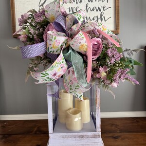 Rustic Lantern Floral Arrangement | Spring Farmhouse Centerpiece