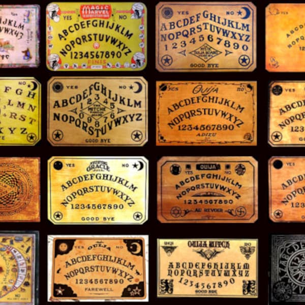 Vintage Ouija Boards for Dollhouse Miniatures and Jewellery - Digital Collage Sheet