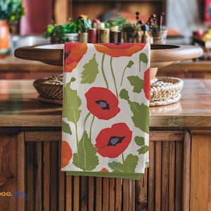 Modernes Mohnblumengeschirrtuch mutiges Küchen-Tuch rote Blumen-Geschirrtuch Einweihungsparty Eco-Geschenk-Gastfrau moderne Küchendekoration Baumwolle oder Poly