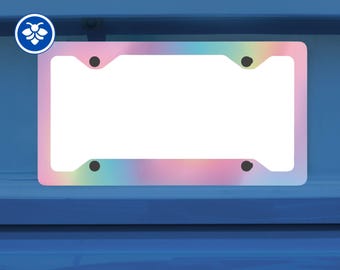 Pastellfarbener Regenbogen-Farbverlauf-Nummernschildrahmen, lustiges ästhetisches Autozubehör, buntes Geschenk für Autoliebhaber, stilvoller Halter, abstraktes Autodekor