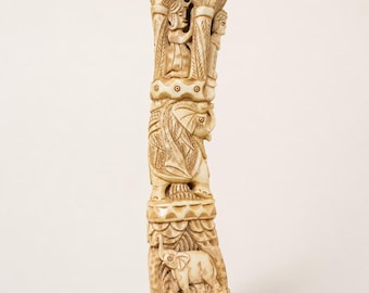 Hand-Carved Camel Bone Elephant Sculpture – Artisan Home Decor Gift